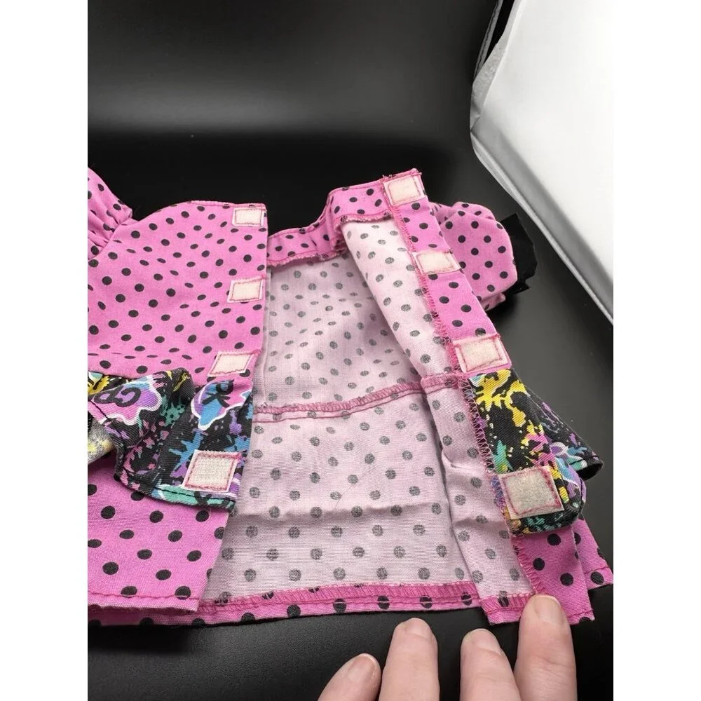 Vtg Cabbage Patch Kids Doll Designer Line Pink Polka‎ Dot Dress Transitional